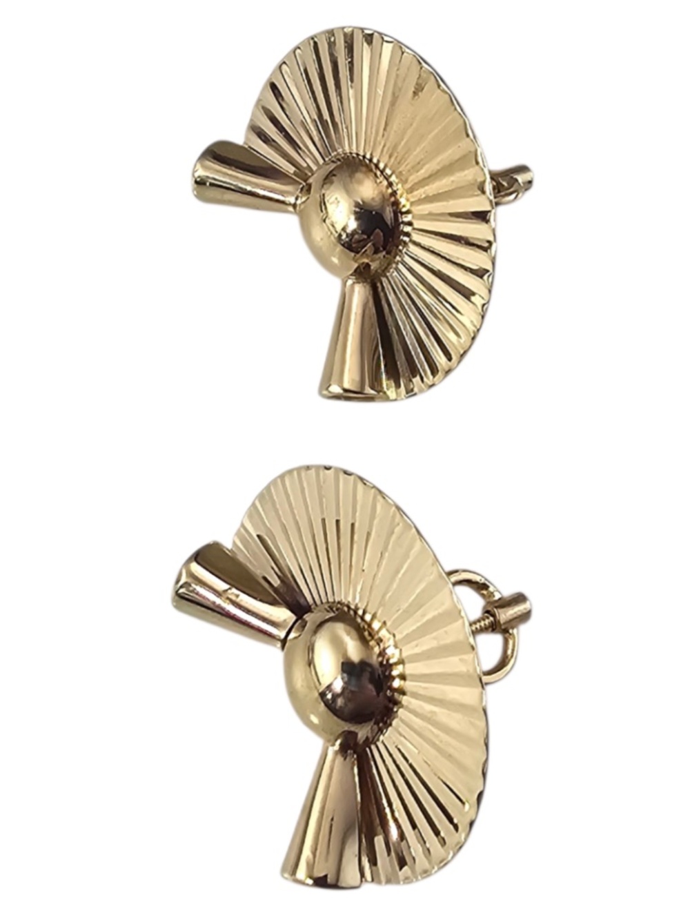 Tiffany & Co. 14K Yellow Gold Fluted Fan Earrings #24644 - Picture 3 of 8